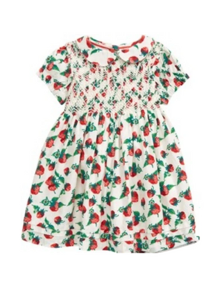 Baby Boden Girls' Smocked Printed Bloomer Dress in Strawberry Shortcake