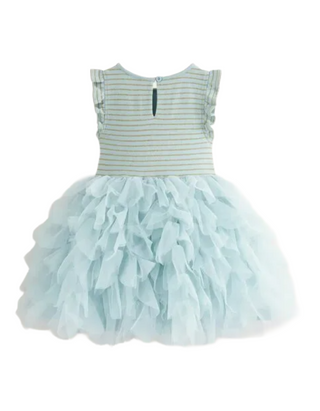 Mini Boden Girls' Petal Skirt Mix Tulle Dress in Vintage Blue