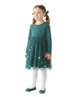 Girl's Hanna Inspired Novelty Tulle Dress in Forsty Green (Imperfect)
