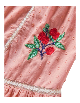 Mini Boden Girls' Embroidered Nostalgic Dress in Almond Pink