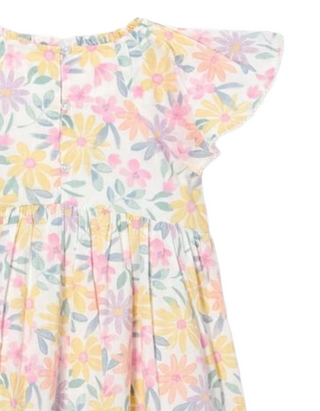 John Lewis Girl's Short Sleeve Floral Angel Sleeve Dress in Multi (Imperfect)