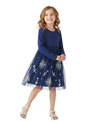 Girl's Princess Novelty Tulle Dress in Navy Blue (Imperfect)