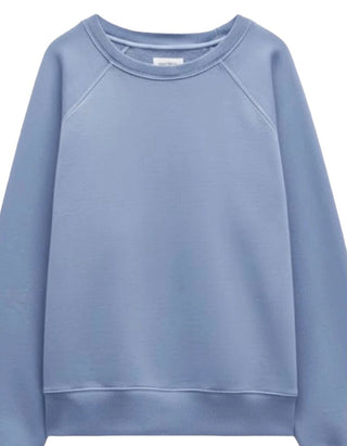 Women’s Long Sleeve Cotton Relaxed Sweatshirt in Blue (Imperfect)