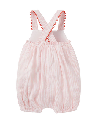 Baby Boden Girls' Fun Ticking Bubble Romper in Pink Lemonade Watermelons
