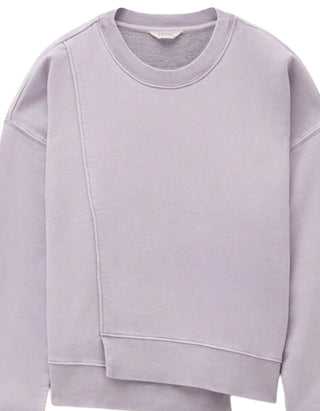 Women's Asymmetric Layered Washed Sweatshirt in Lilac (Imperfect)