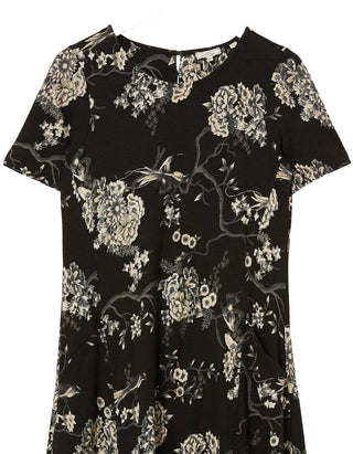 Women's Short Sleeve Oriental Garden Dress in Black