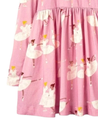 Mini Boden Sequin Collared Ballerina Printed Party Dress in Pink