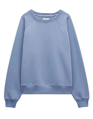 Women’s Long Sleeve Cotton Relaxed Sweatshirt in Blue (Imperfect)