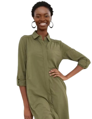 Women's Long Sleeve Jersey Shirt Tunic in Green