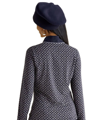 Women's Long Sleeve Cordelia Geo Top in Navy