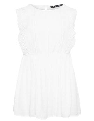 Women's Curve Crinkle Dobby Peplum Top in White (Imperfect)