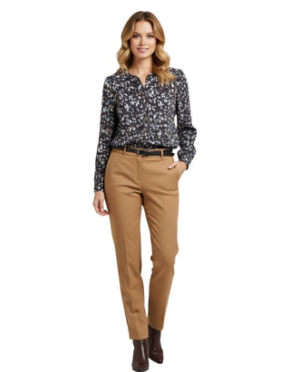 Women's Long Sleeve Printed Tunic in Brown Wild Floral