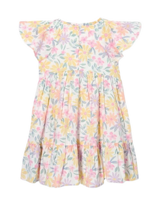 John Lewis Girl's Short Sleeve Floral Angel Sleeve Dress in Multi (Imperfect)