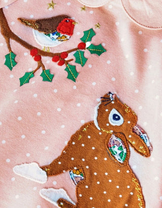 Girl's Long Sleeve Robin Applique Top in Pink