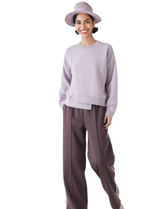 Women's Asymmetric Layered Washed Sweatshirt in Lilac (Imperfect)