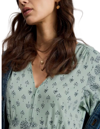 Women's Long Sleeve Printed Megan Midi Jersey Dress in Light Green