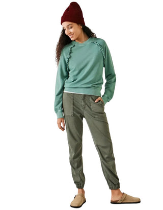 Women's Amayah Ruffle Detail Sweatshirt in Green (Imperfect)