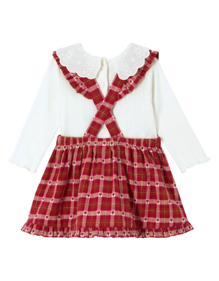 John Lewis & Pratners Baby Check Heart Pinny Dress in Valentino Red