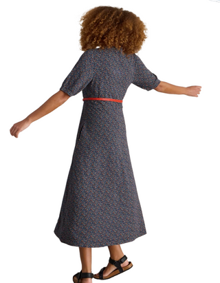 Women's Megan Spotted Printed Jersey Midi Dress in Navy Spot