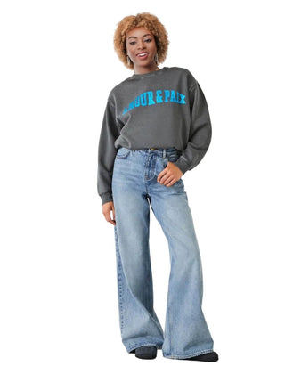 Women's L'Amour & Paix Sweatshirt in Grey (Imperfect)