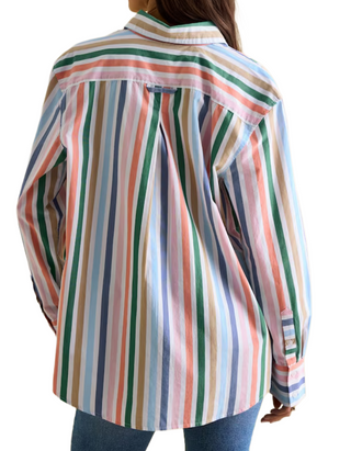 Women's Long Sleeve Amilla Stripe Cotton Shirt in Multicoloured