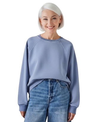 Women’s Long Sleeve Cotton Relaxed Sweatshirt in Blue (Imperfect)