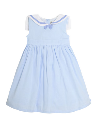 Jojo Mama Bebe Girls' Sailor Stripe Party Dress in Sky Blue