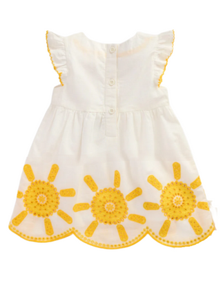 Baby Boden Girls' Woven Frill Broderie Dress in  Ivory Mix