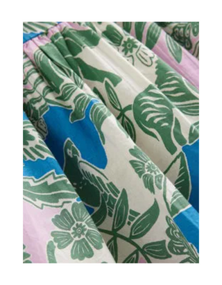 Mini Boden Girls' Safari Printed Flutter-sleeve Dress in Green Mix