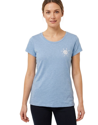 Women’s Short Sleeve Roadside Graphic Printed T-Shirt in Light Blue (Imperfect)