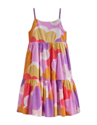 Mini Boden Girls' Tiered Twirl Sundress in Jam Red Daisy Cloud