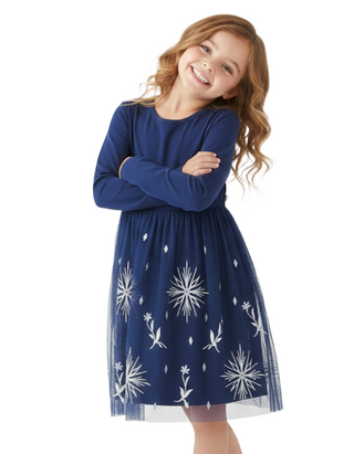 Girl's Princess Novelty Tulle Dress in Navy Blue (Imperfect)