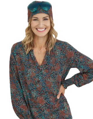 Women's Long Sleeve Textured Spot Top in Brown