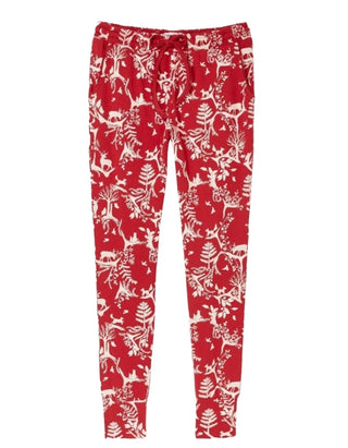 Women's Sleeping Forest Scapes Nightwear Leggings in Red
