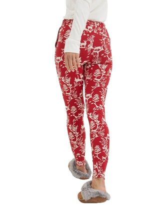 Women's Sleeping Forest Scapes Nightwear Leggings in Red