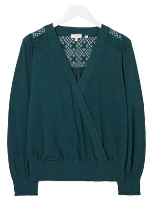 Women's Long Sleeve Wrap Top in Green