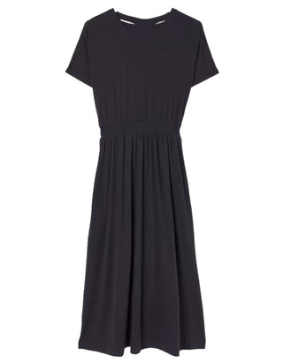 Women's Short Sleeve Navi Midi Jersey Dress in Black