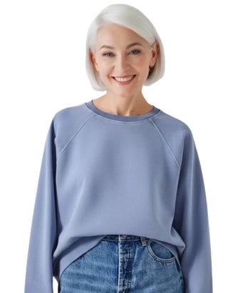 Women’s Long Sleeve Cotton Relaxed Sweatshirt in Blue (Imperfect)