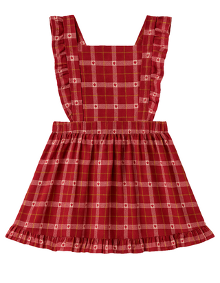John Lewis & Pratners Baby Check Heart Pinny Dress in Valentino Red