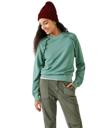 Women's Amayah Ruffle Detail Sweatshirt in Green (Imperfect)