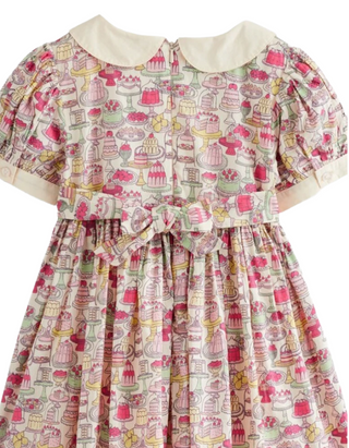 Mini Boden Girl’s Short Sleeve Nostalgic Occasion Smock Dress in Pink Mix