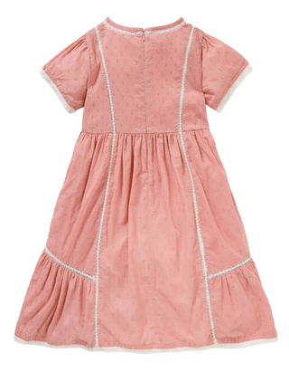 Mini Boden Girls' Embroidered Nostalgic Dress in Almond Pink