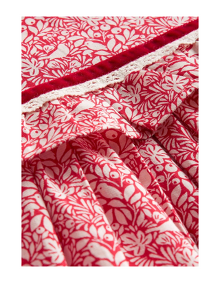 Mini Boden Girls Lace Trim Nostalgic Dress in Rockabilly Red Robins