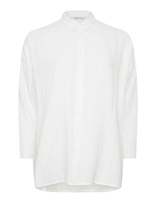 Women's Curve White Pure Cotton Cheesecloth Shirt