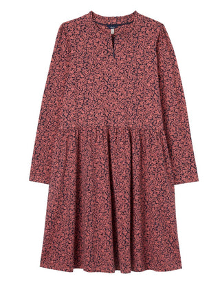 Women's Long Sleeve Aurora Floral Midi Dress in Red (Imperfect)