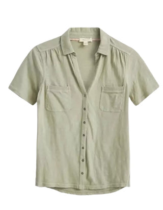Women's Short Sleeve Pocket Jersey Shirt in Dusty Green (IMPERFECT)