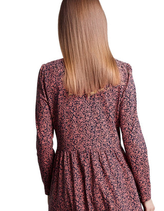 Women's Long Sleeve Aurora Floral Midi Dress in Red (Imperfect)