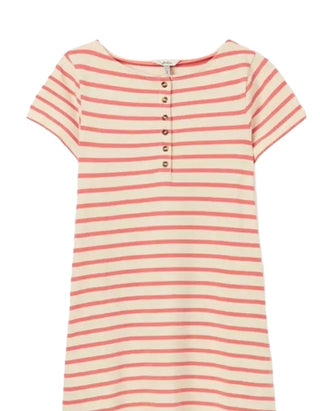 Women's Kea Henley Button Down A-Line Dress in Pink