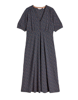 Women's Megan Spotted Printed Jersey Midi Dress in Navy Spot