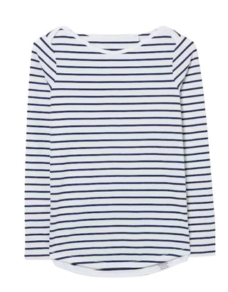Women's Long Sleeve Cotton Breton T-Shirt in Ivory